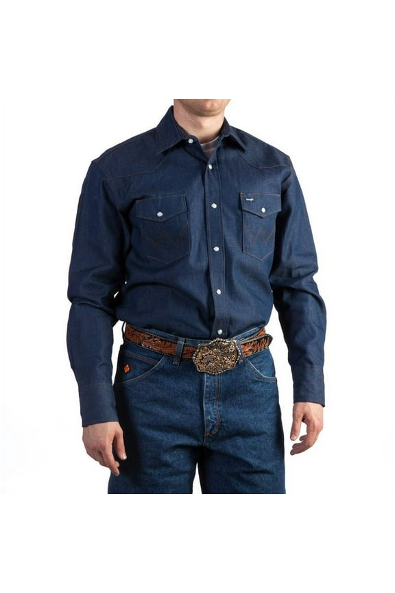 MS70119 Wrangler Dark Denim Snap Work Shirt