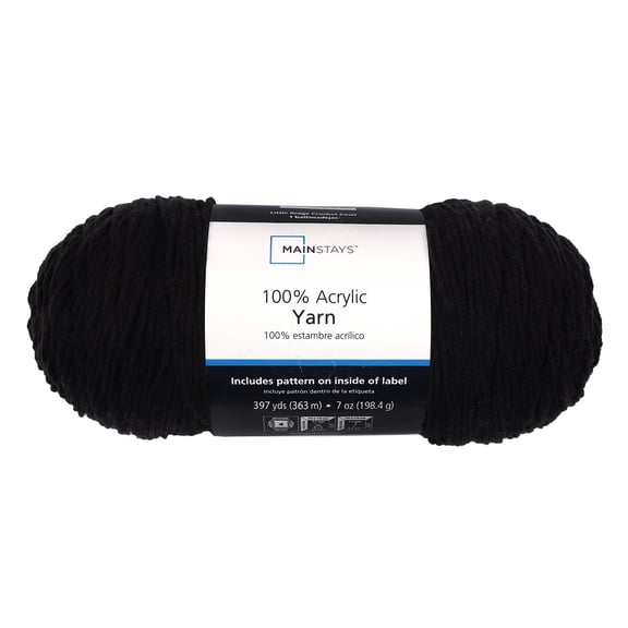 Mainstays Medium Acrylic New Black V Yarn, 7 oz 397 yards