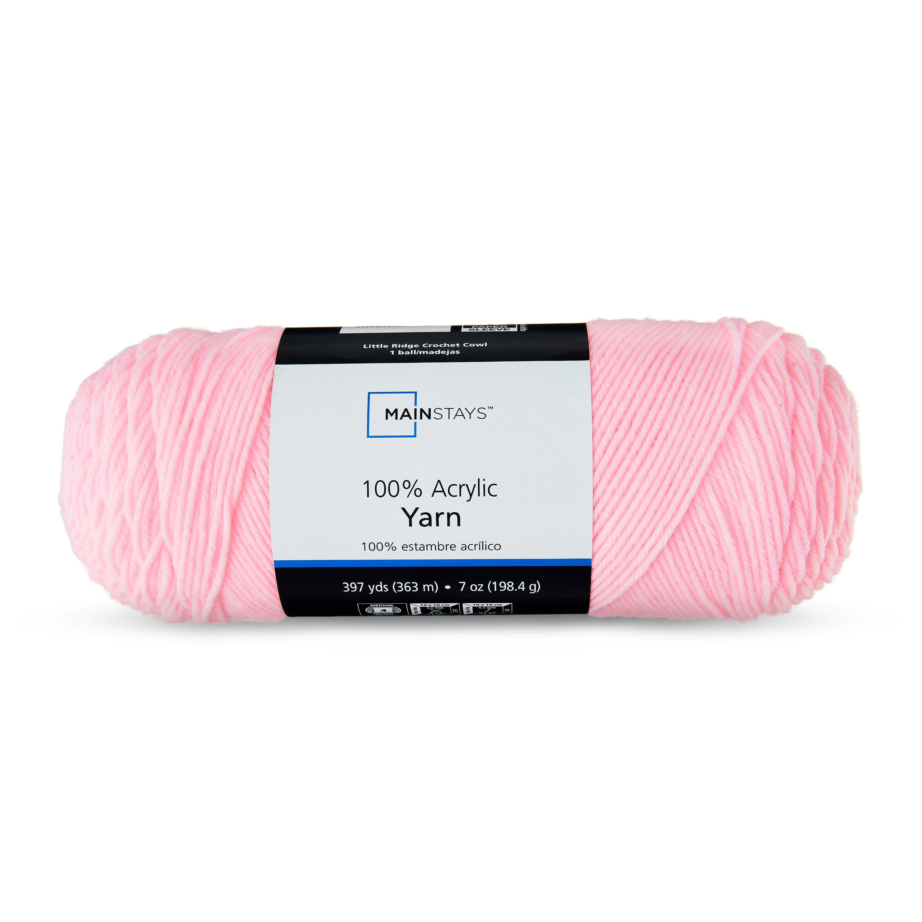 Mainstays Medium Acrylic Yarn, 7oz, Swim Pink