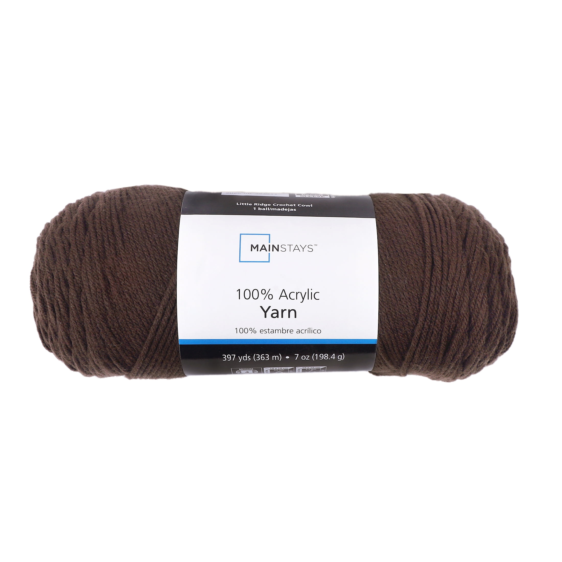 Mainstays Medium Acrylic Yarn, 7oz, Warm Chocolate