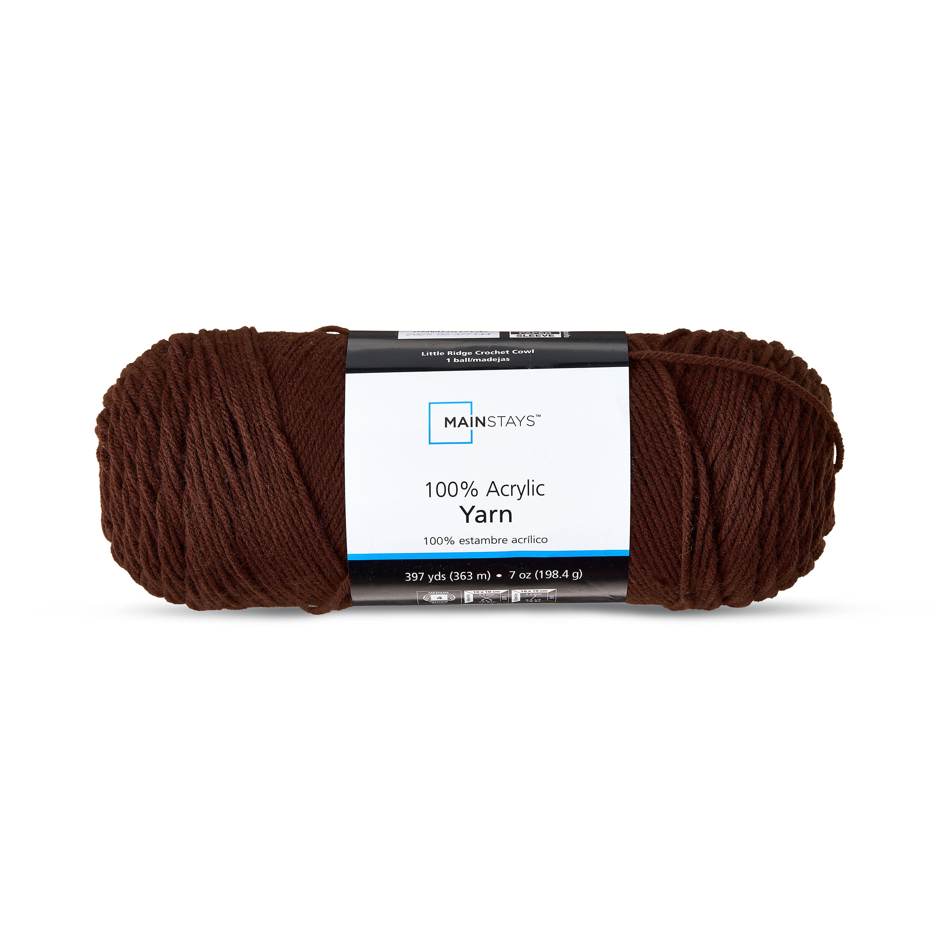 Mainstays Medium Acrylic Yarn, 7oz, Warm Chocolate