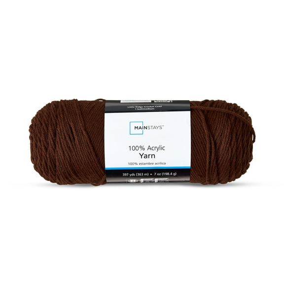 Mainstays Medium Acrylic Yarn, Warm Chocolate, 7 oz, 397 Yards