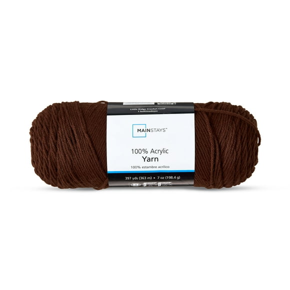 Mainstays Medium Acrylic Yarn, Warm Chocolate, 7 oz, 397 Yards