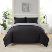 Mainstays All in One Reversible Comforter and Sheet set- 7 Piece, Queen, Black