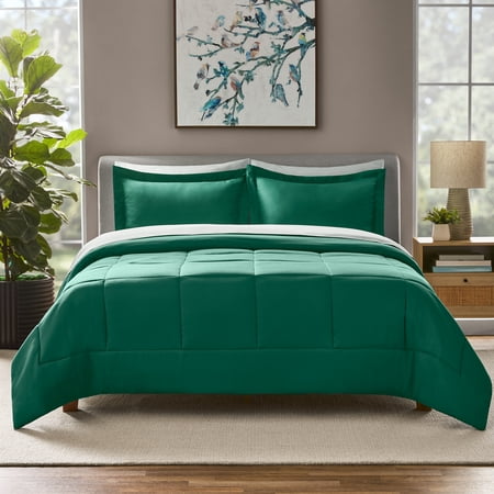 Mainstays All in One Reversible Comforter and Sheet set- 7 Piece, Queen, Green