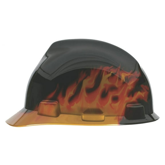 MSA 10092015 Specialty V-Gard Protective Cap with Fas-Trac Suspension - Black Fire