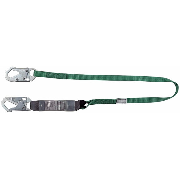 MSA 10193125 V-Series Standard Shock Absorbing Lanyard - 4', Single-Leg, 36C Small Snaphooks, Fixed Length, Polyester Web, Durable, Energy Absorbing Lanyard CA3