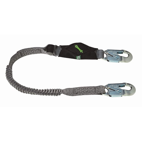 MSA 10193748 V-Series Stretch Shock Absorbing Lanyard - 6', Single-Leg, 36C Small Snaphooks, Stretchable Length, Polyester Web, Durable, Energy Absorbing Lanyard CA3