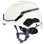 MSA 10194791 H1 V-Gard Helmet With Fas-Trac III Ratchet Suspension | Polyethylene Shell, Superior Impact Protection, Self Adjusting Crown Straps - Standard Size in White CA3