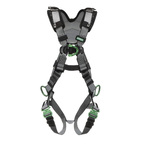 MSA 10194865 V-FIT Full Body Safety Harness - Size: Extra Large, D-Ring Configuration: Front/Back/Chest/Hip, Quick Connect Leg Straps, With Shoulder Padding, Full Body Harness CA3