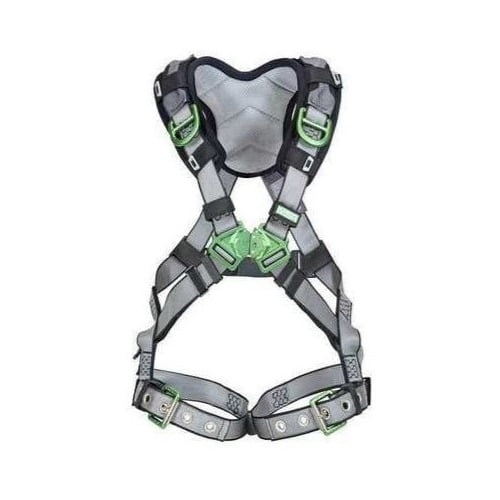 MSA 10194910 V-FIT Back and Hip D-Rings with Tongue Buckle Leg Straps and Shoulder Padding Harness - Extra Large, Gray