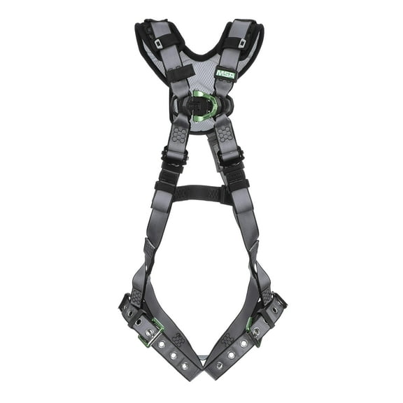 MSA 10194977 V-FIT Full Body Safety Harness - Size: Standard (Medium), D-Ring Configuration: Back, Tongue Buckle Leg Straps, With Shoulder/Leg Padding, Full Body Harness CA2
