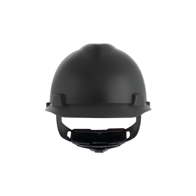 MSA 10203092 V-Gard Cap Style Safety Hard Hat With Fas-Trac III Ratchet Suspension | Polyethylene Shell, Superior Impact Protection, Self Adjusting Crown Straps - Standard Size in Matte Black