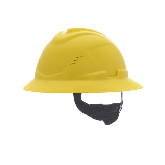 MSA 10215832 V-Gard C1 Vented Yellow Full Brim Hard Hat with ReflectIR Cooling Thermal Barrier and Fas-Trac III Suspension - Uses Highly Innovative Cooling Features to Help Alleviate Heat Stress CA2
