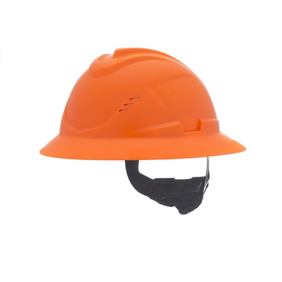 MSA 10215833 V-Gard C1 Vented Hi-Viz Orange Full Hard Hat with ReflectIR Cooling Thermal Barrier and Fas-Trac III Suspension - Highly Innovative Cooling Features to Help Alleviate Heat Stress CA2