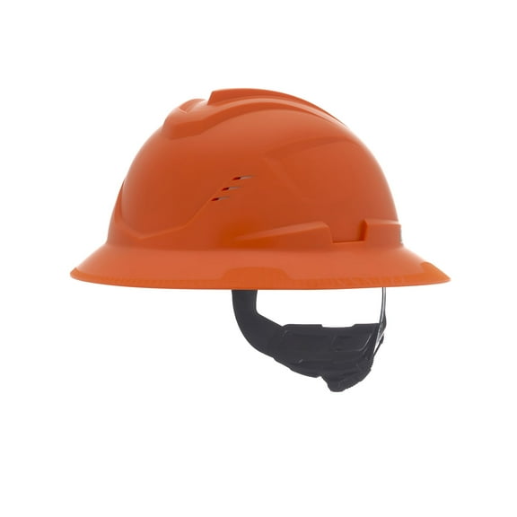MSA 10215834 V-Gard C1 Vented Orange Full Brim Hard Hat with ReflectIR Cooling Thermal Barrier and Fas-Trac III Suspension - Uses Highly Innovative Cooling Features to Help Alleviate Heat Stress CA2