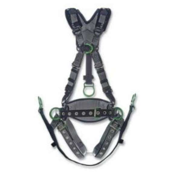 MSA 454-10195206 Derrick Harness, Chest & Hip D Rings, Tongue Buckle Leg Straps, Gray - Extra Large