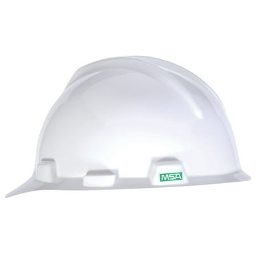 MSA 463942 V-Gard Cap Style Safety Hard Hat With Staz-on Pinlock Suspension  Polyethylene Shell, Superior Impact Protection, Self Adjusting Crown Straps - Standard Size in White