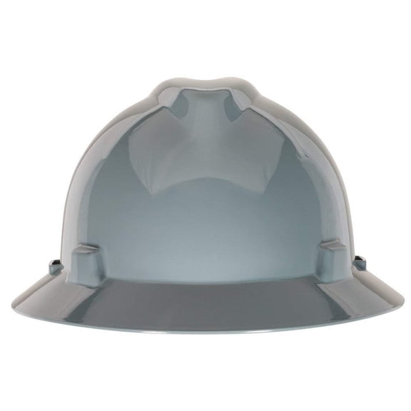 MSA 475367 V-Gard Full-Brim Hard Hat With Fas-Trac III Ratchet Suspension Polyethylene Shell, Superior Impact Protection, Self Adjusting Crown Straps - Standard Size in Navy Gray