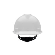 MSA 477482 V-Gard Cap Style Safety Hard Hat With Fas-Trac III Ratchet Suspension | Polyethylene Shell, Superior Impact Protection, Self Adjusting Crown Straps - Large Size in White