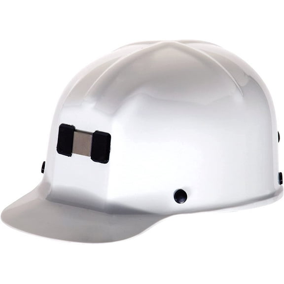 MSA 91522 Comfo-Cap Safety Hard Hat with Staz-on Pinlock Suspension | Polycarbonate Shell, Non-Slotted W/ Lamp Bracket and Cord Holder - Standard Size in White CA2