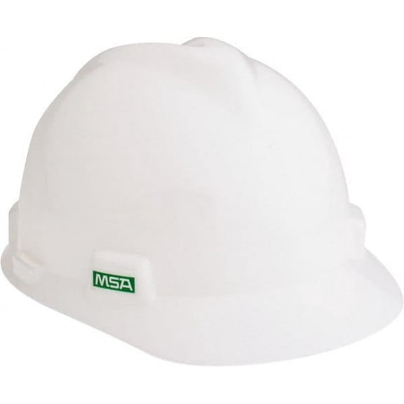 MSA ANSI Type I, Class E Rated, 4-Point, Ratchet Adjustment Hard Hat Size 6-1/2 to 8, White, Standard Brim