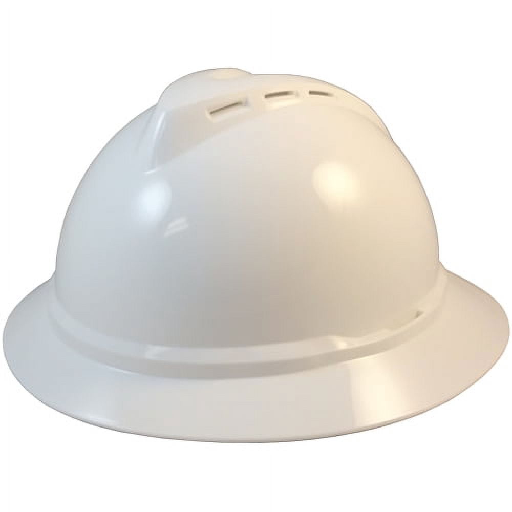 MSA Advance Full Brim Vented Hard Hats with 4 Point Ratchet Suspensions White