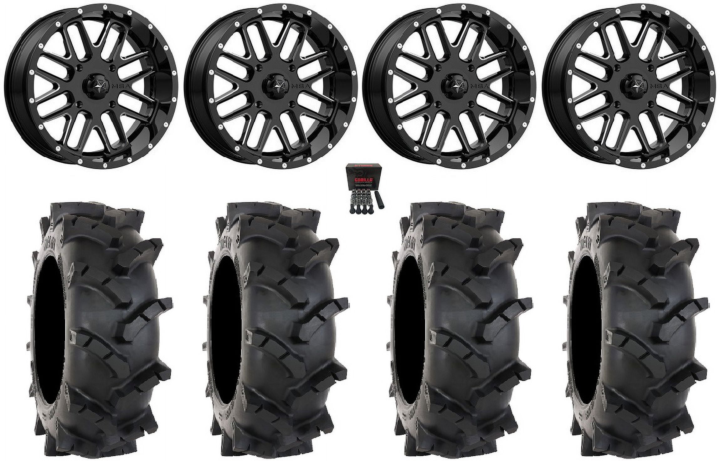 MSA Bandit 18" Wheels Milled 33" MT410 Tires CanAm Maverick X3 / Honda