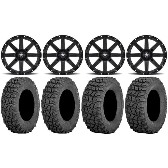 MSA Black Clutch 12" ATV Wheels 27" Coyote Tires Honda Pioneer