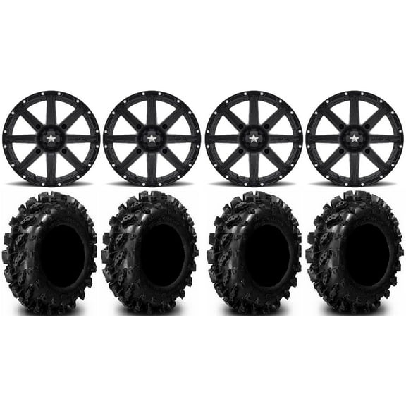 MSA Black Clutch 12" UTV Wheels 28" Swamp Lite Tires Polaris RZR XP 1000 / PRO XP / Ranger XP 900/1000