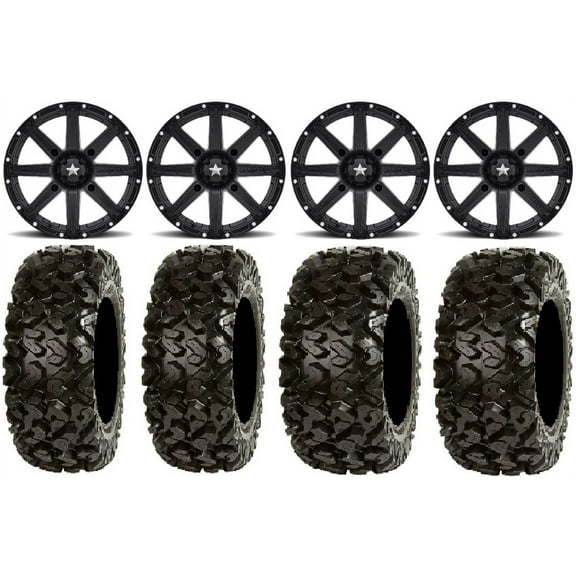 MSA Black Clutch 14" ATV Wheels 26" Rip Saw Tires Sportsman RZR Ranger