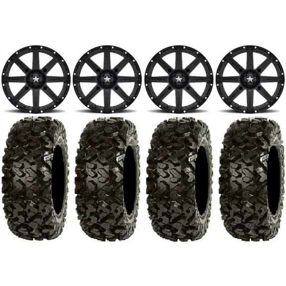 MSA Black Clutch 14" ATV Wheels 28" Rip Saw Tires Sportsman RZR Ranger