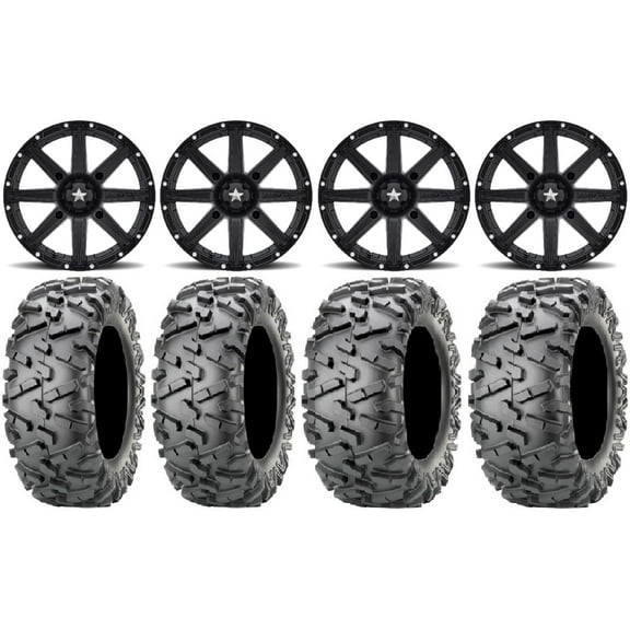 MSA Black Clutch 14" UTV Wheels 26" BigHorn 2.0 Tires Honda Pioneer