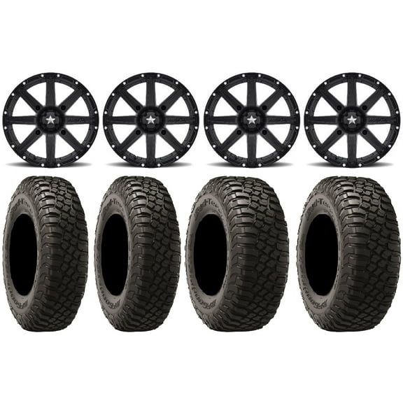 MSA Black Clutch 14" UTV Wheels 27" BFG KM3 Tires Polaris RZR XP 1000 / PRO XP / Ranger XP 900/1000