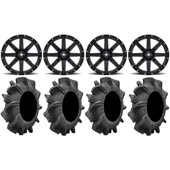 MSA Black Clutch 14" UTV Wheels 29.5" Assassinator Tires Polaris RZR XP 1000 / PRO XP / Ranger XP 900/1000