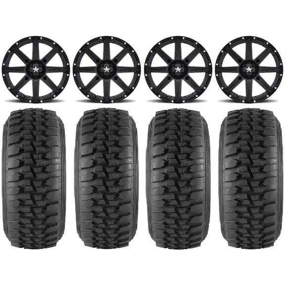 MSA Black Clutch 14" UTV Wheels 30" Desert Series Tires Kawasaki Mule Pro FXT