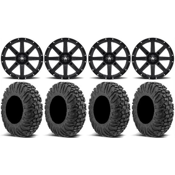 MSA Black Clutch 14" UTV Wheels 32" MotoVator Tires Polaris RZR XP 1000 / PRO XP / Ranger XP 900/1000