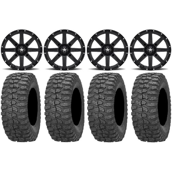 MSA Black Clutch 14" UTV Wheels 32" Rock-A-Billy Tires Polaris RZR XP 1000 / PRO XP / Ranger XP 900/1000