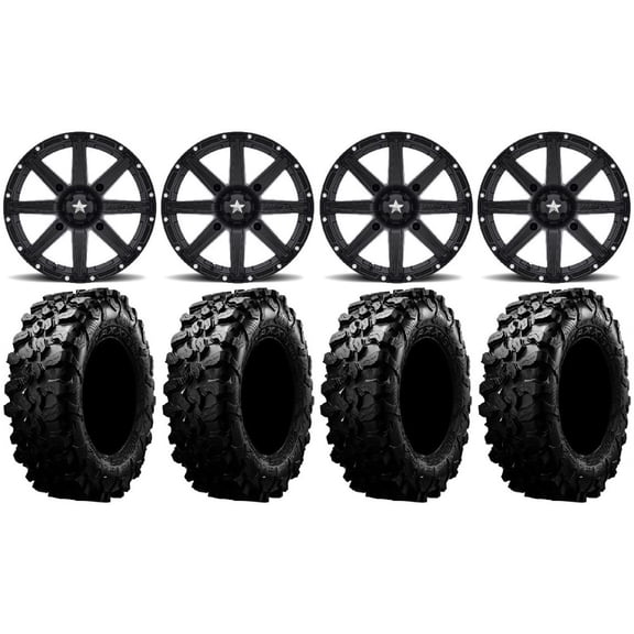MSA Black Clutch 15" UTV Wheels 29" Carnivore Tires Can-Am Maverick X3 / Honda Pioneer 1000 / Talon