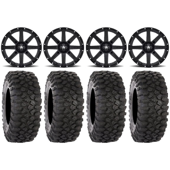 MSA Black Clutch 15" UTV Wheels 35" XC450 Tires Kawasaki Mule Pro FXT