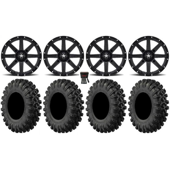 MSA Black Clutch 16" UTV Wheels 30" MotoRavage XL Tires Polaris RZR XP 1000 / PRO XP / Ranger XP 900/1000