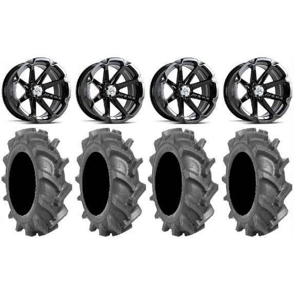 MSA Black Diesel 14" ATV Wheels 28" BKT AT 171 Tires Honda Foreman Rancher SRA
