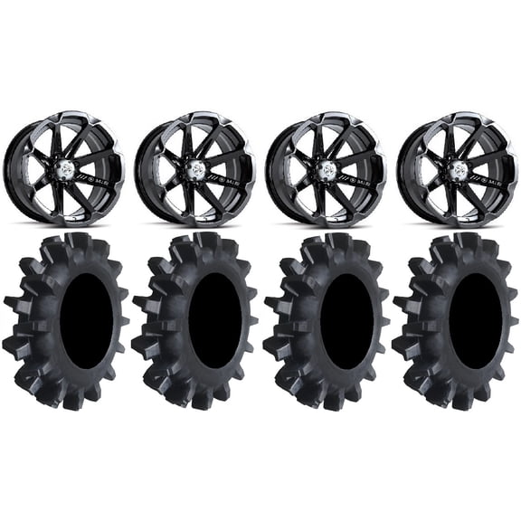 MSA Black Diesel 14" ATV Wheels 30" Interforce II Tires Sportsman RZR Ranger