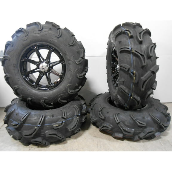 MSA Black Diesel 14" ATV Wheels 30" Zilla Tires Honda Foreman Rancher SRA