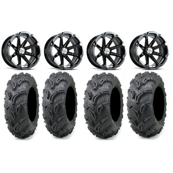 MSA Black Diesel 14" UTV Wheels 27" Zilla Tires Kawasaki Mule Pro FXT