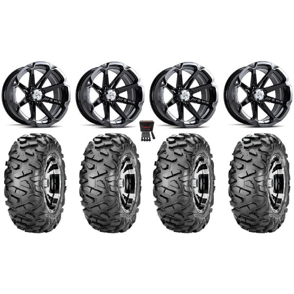 MSA Black Diesel 14" UTV Wheels 28" BigHorn Tires Yamaha Viking Wolverine YXZ1000R CFMoto ZForce 950 UForce 1000