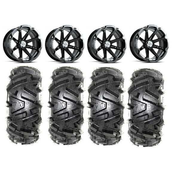 MSA Black Diesel 14" UTV Wheels 28" Moto MTC Tires Can-Am Maverick X3 / Honda Pioneer 1000 / Talon