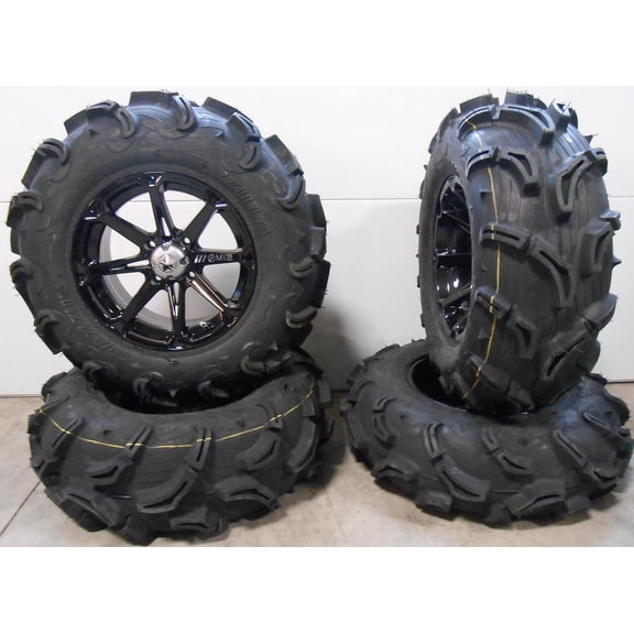 MSA Black Diesel 14" UTV Wheels 28" Zilla Tires Can-Am Maverick X3 / Honda Pioneer 1000 / Talon