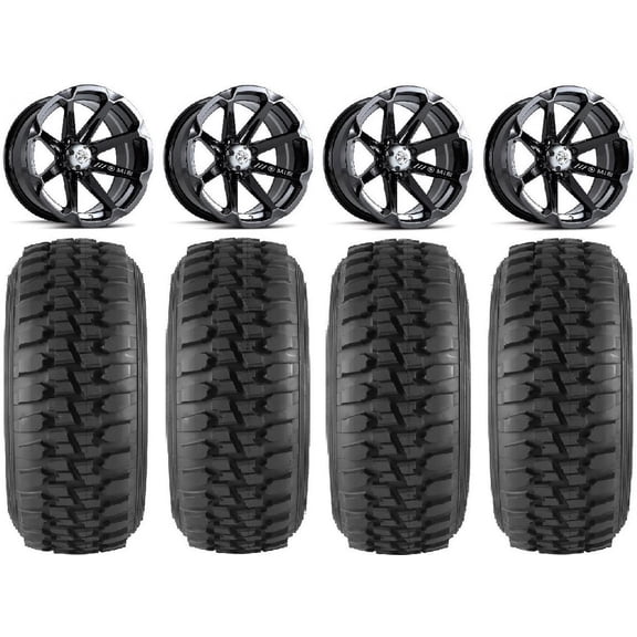 MSA Black Diesel 14" UTV Wheels 30" Desert Series Tires Kawasaki Mule Pro FXT
