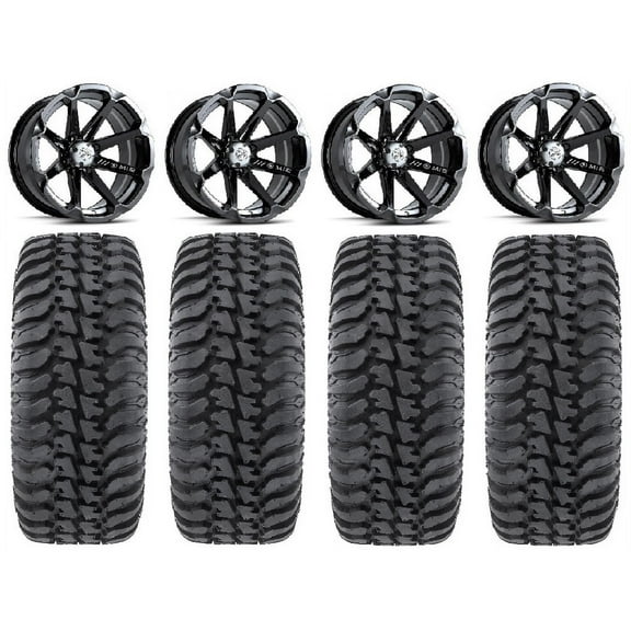MSA Black Diesel 14" UTV Wheels 32" Regulator Tires Kawasaki Mule Pro FXT
